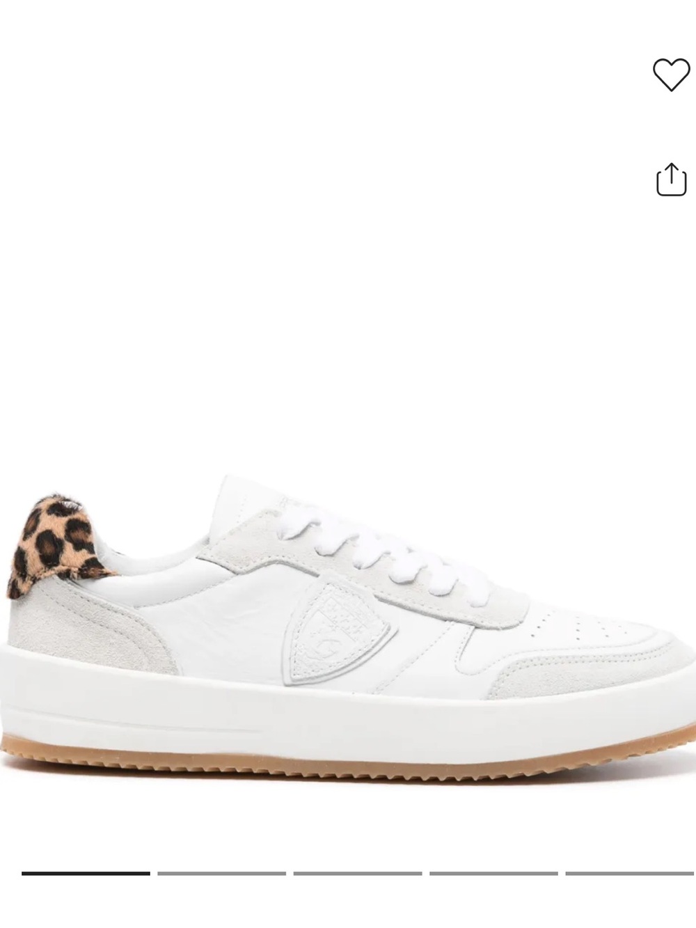 Philippe Model Nice Leather Platform Sneaker with Leopard Heel Accent